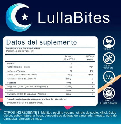 LullaBites Gominolas de Sueño Profundo – Estrellas de Fresa