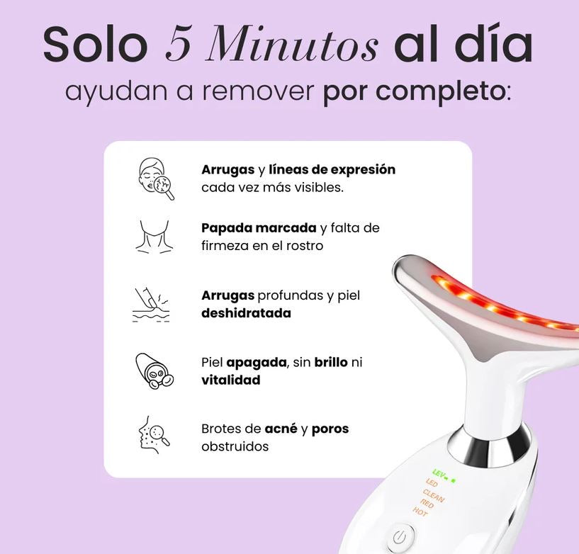 Masajeador facial LED 7 en 1 - Reafirma y Moldea el Rostro